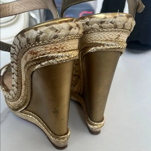 Christian Louboutin Gold Wedges - Picture 7 of 11